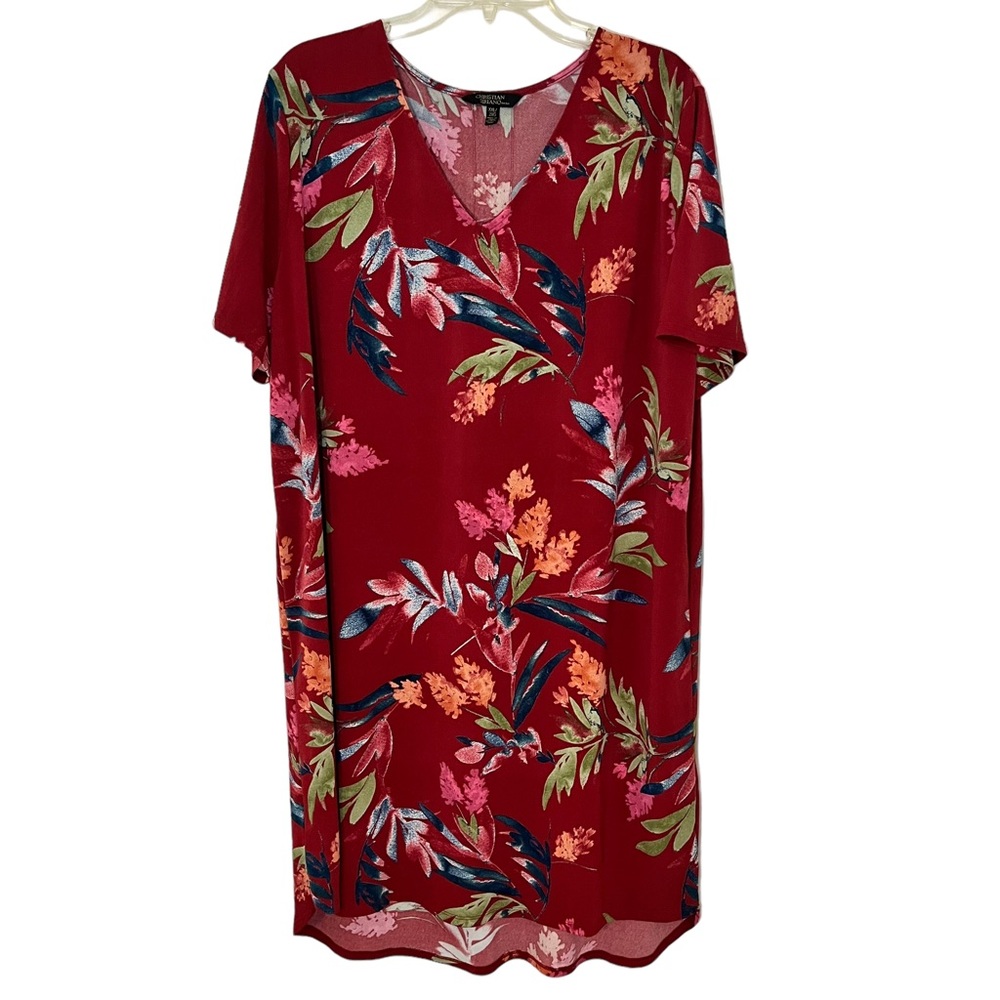 Christian Serrano Dress Hawaiian Red Floral XXL